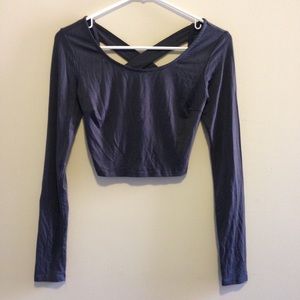 Nordstrom Grey Cross Back Crop Top