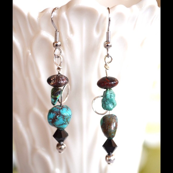 Handmade Turquoise Dangle Earrings.