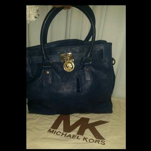 Navy blue Michael Kors Hamilton tote