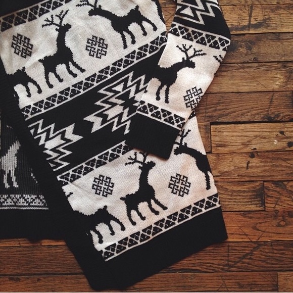 Festive black and white Aztec sweater