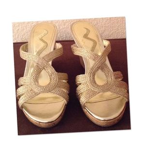 Nina Metallic Cork Wedge sandals