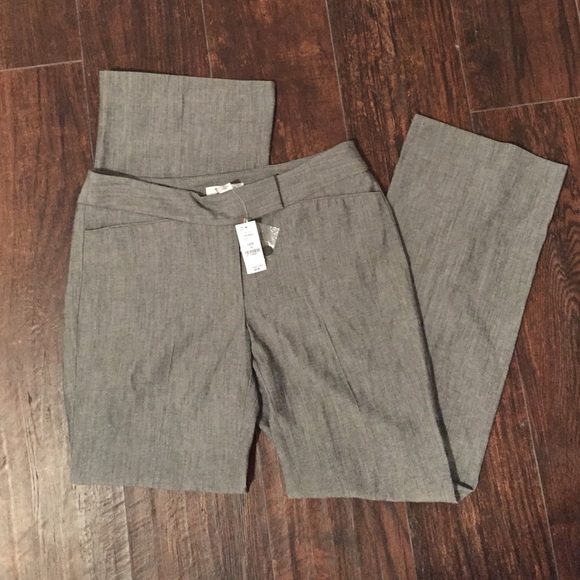 WHBM Grey Linen-Blend Slacks
