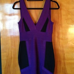 Garcia black and purple colorblock bandage dress.