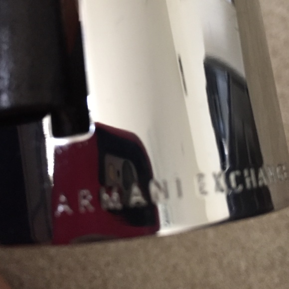 Armani Exchange leather and silver bracelet