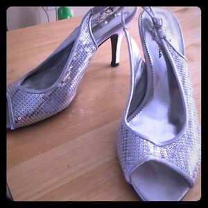 Silver heels.