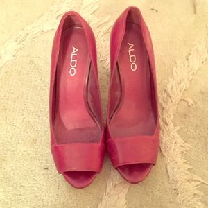 Aldo wine color peep toe pumps