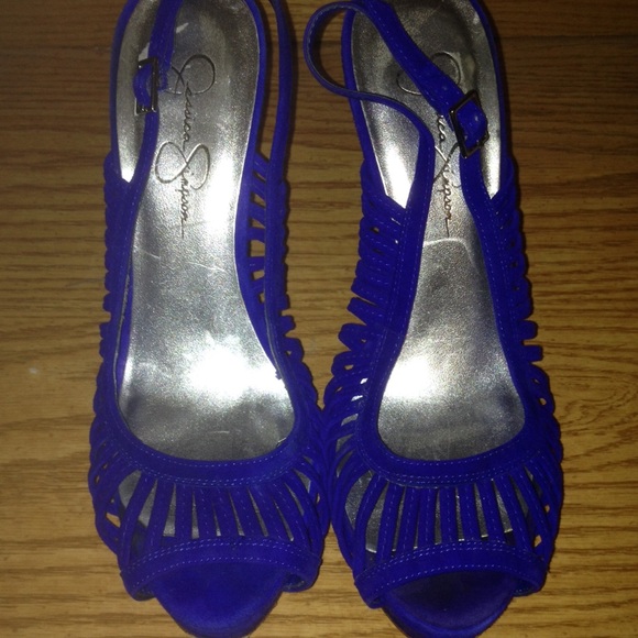 Blue Peep Toe Platform Sling Backs