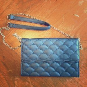 Blue Scale clutch and glitter heels