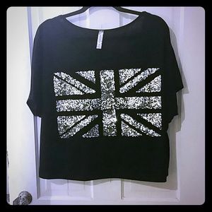 Short sleeve sequin crop top