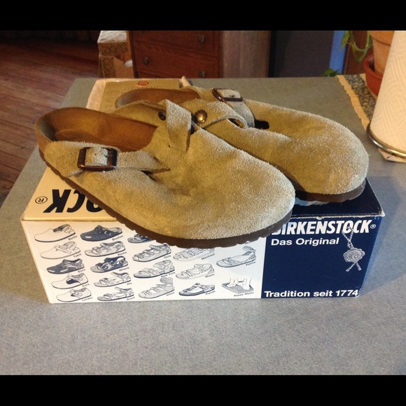 Birkenstocks (Style: Boston, Color: Suede Taupe)