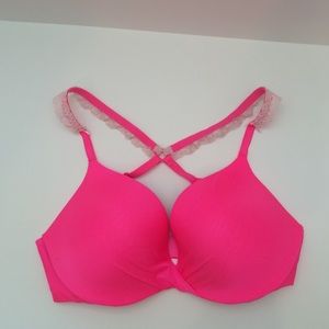 Victoria's Secret Cross Back Lace Trim Strap Bra