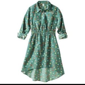 Cute Green Hi-low Button Up Dress