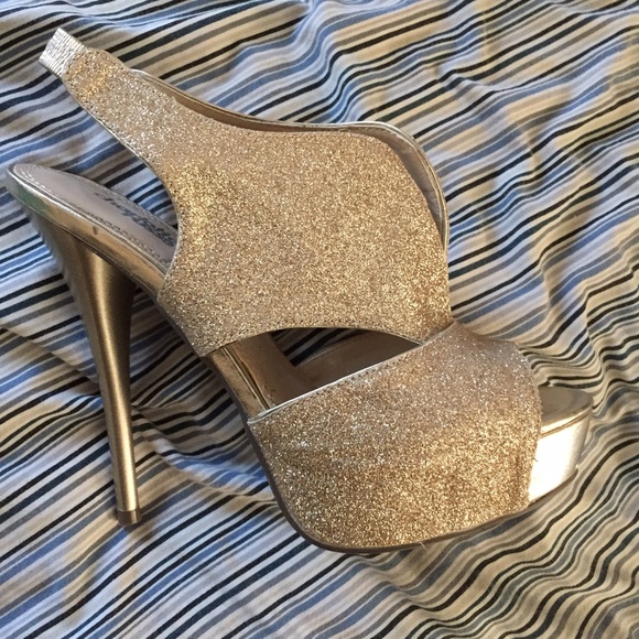 Charlotte Russe gold sparkle heels
