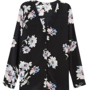 Joie Black Floral Blouse Size M