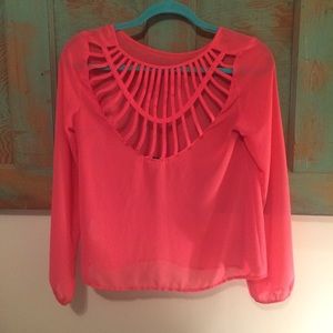 Bright pink shear top