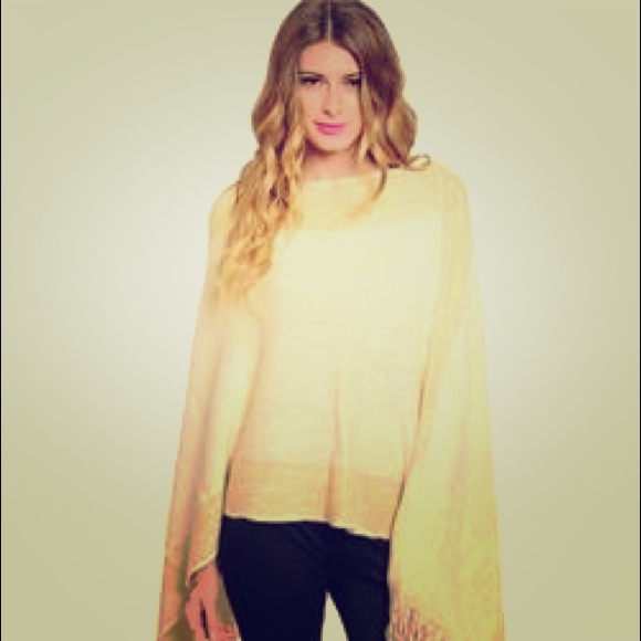 Ivory & Gold Trim Poncho