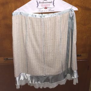 Vintage ivory and blue satan skirt