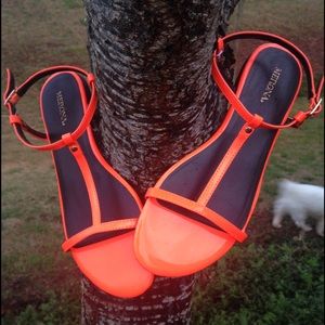 Neon orange sandals NWOT