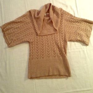 Beige Knit Short Sleeve Sweater