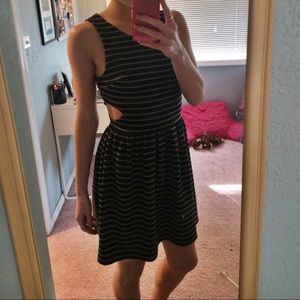 Grey and black cut out dress