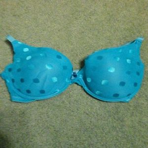 Blue polka dot bra