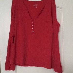 Red long sleeve two button top