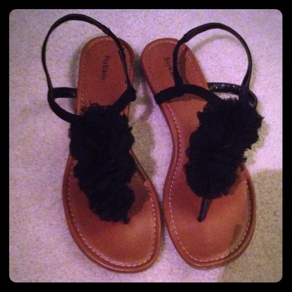 Cute black ruffle sandals