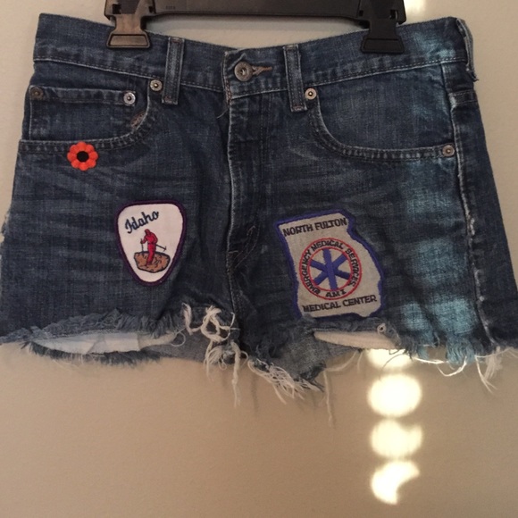 High-waisted denim shorts