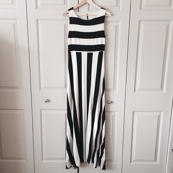 Black and white striped maxi dress