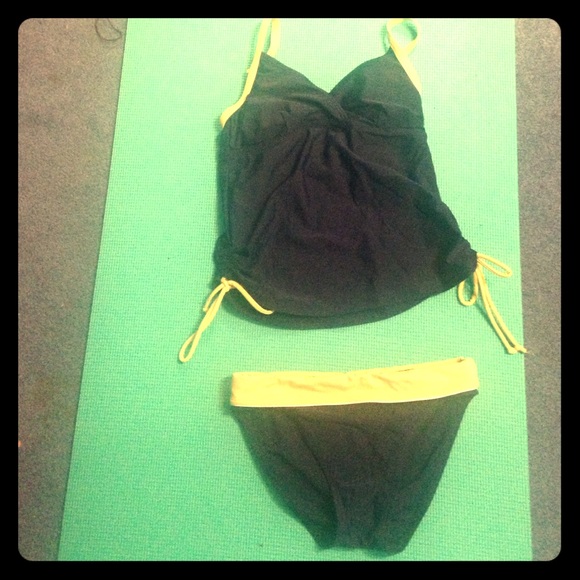 Tankini navy and lime