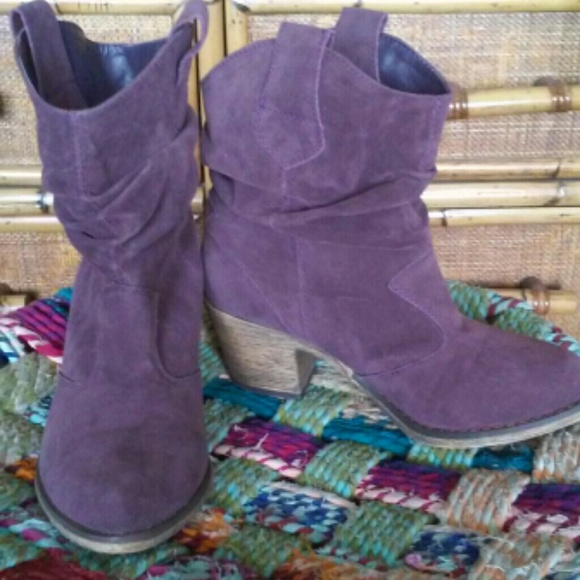 NWOT Purple Suede Half Suede Cowboy Boots
