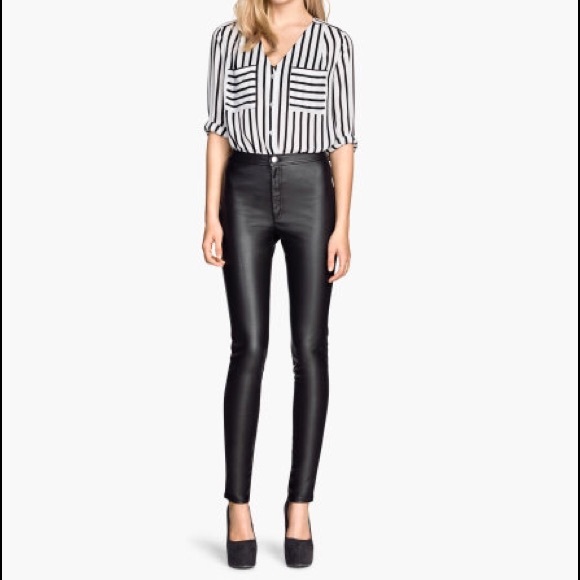 H&M Black Leather Pants - Picture 1 of 3