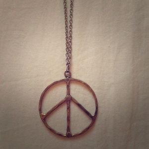 Silver Peace Sign Hippie Necklace