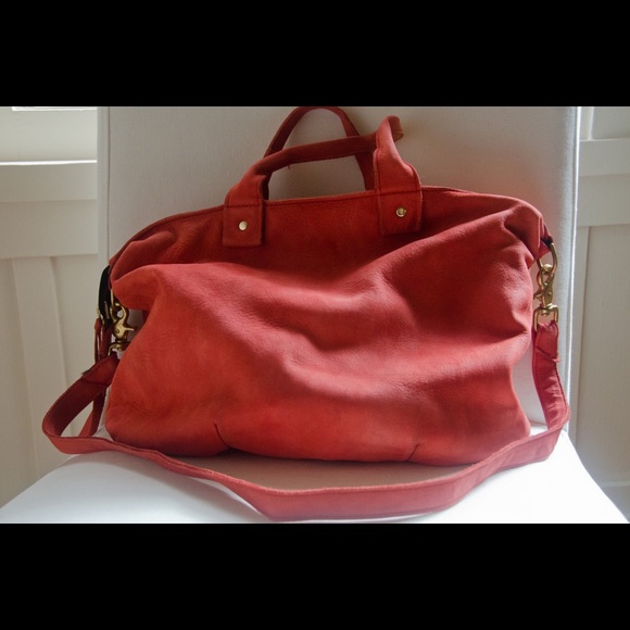 Clare V Leather Messenger Tote - Poppy Color