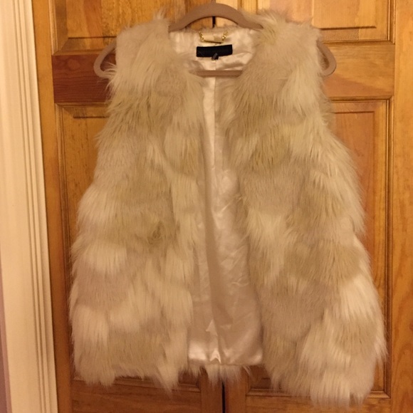 Edgy white fur vest