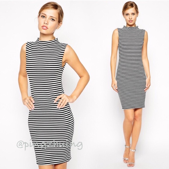 Boutique Dresses & Skirts - 🆕 Classic B&W Striped Midi Dress