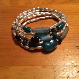 Lia Sophia Set of 5 silver & blue stone bracelets