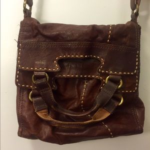 Lucky Brand Distressed Leather Fold-Over Bag