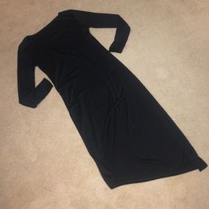 Asymmetrical black maxi dress