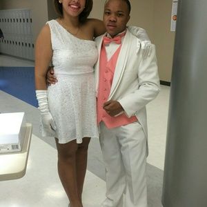 White/Glitter Homecoming Dress