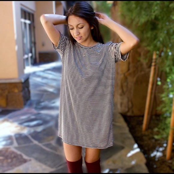 Black striped dress top