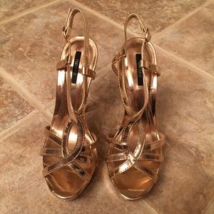 SOLDChampagne gold stiletto heels - 7 - new - prom