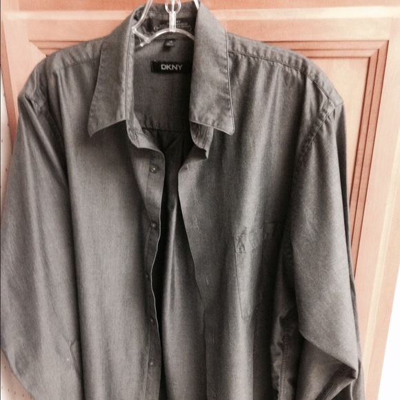 ❤️❤️❤️SOLD❤️❤️❤️DKNY" MEN'S SHIRT 16 -32/33 - GRAY
