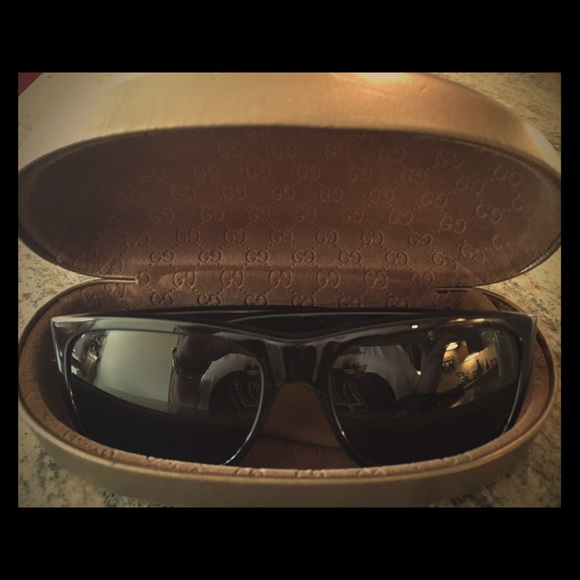 Authentic Gucci black sunglasses with case!