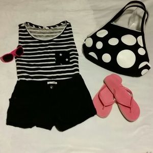 Black and white polka dot bag