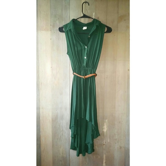 Dark green high low dress