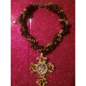 Chunky rock cross necklace