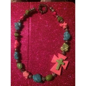 Colorful chunky rock necklace