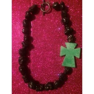 Black and green rock necklace