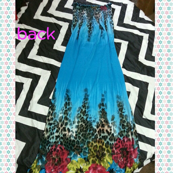 🎀Beautiful Blue&LeopardPrint Maxi Dress☺ - Picture 2 of 4